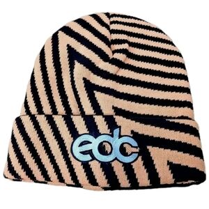 Vintage EDC Beanie Tiger Striped Knit Stocking Hat Orange Black Ski Winter Hat